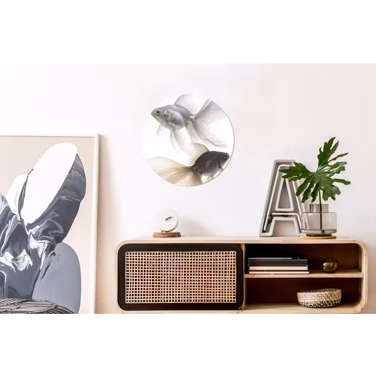 Goudvissen - Modern - Wit Wandcirkel aluminium klein -kantoor