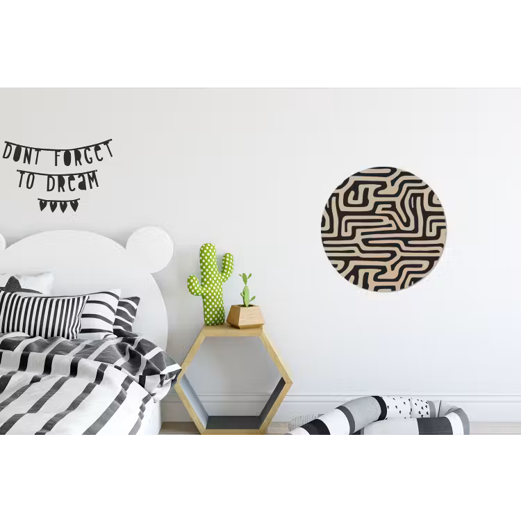 Grafisch - Lijnen - Zwart Wandcirkel aluminium klein 190 -kinderkamer