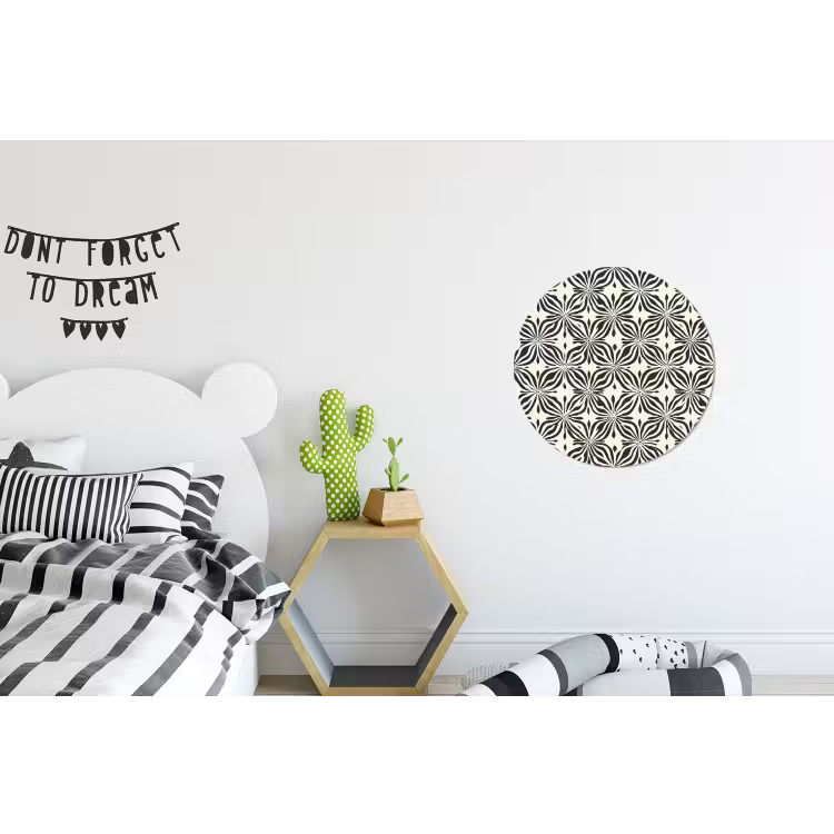 Grafisch - Patroon - Zwart Wandcirkel aluminium klein 190 -kinderkamer