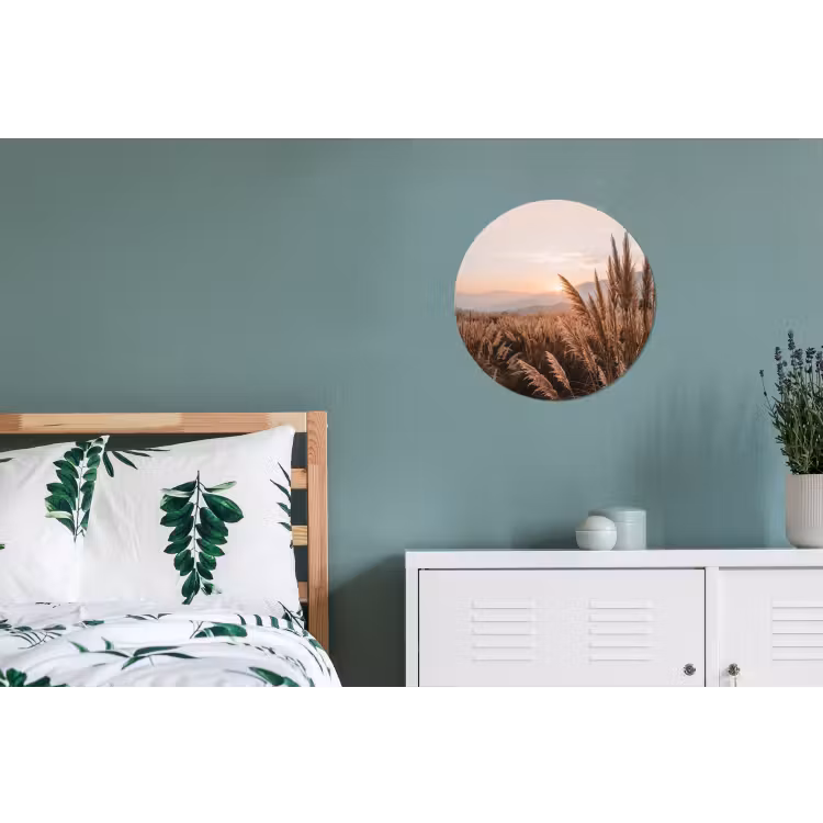 Gras - Veld - Zon - Natuur Wandcirkel aluminium klein -slaapkamer