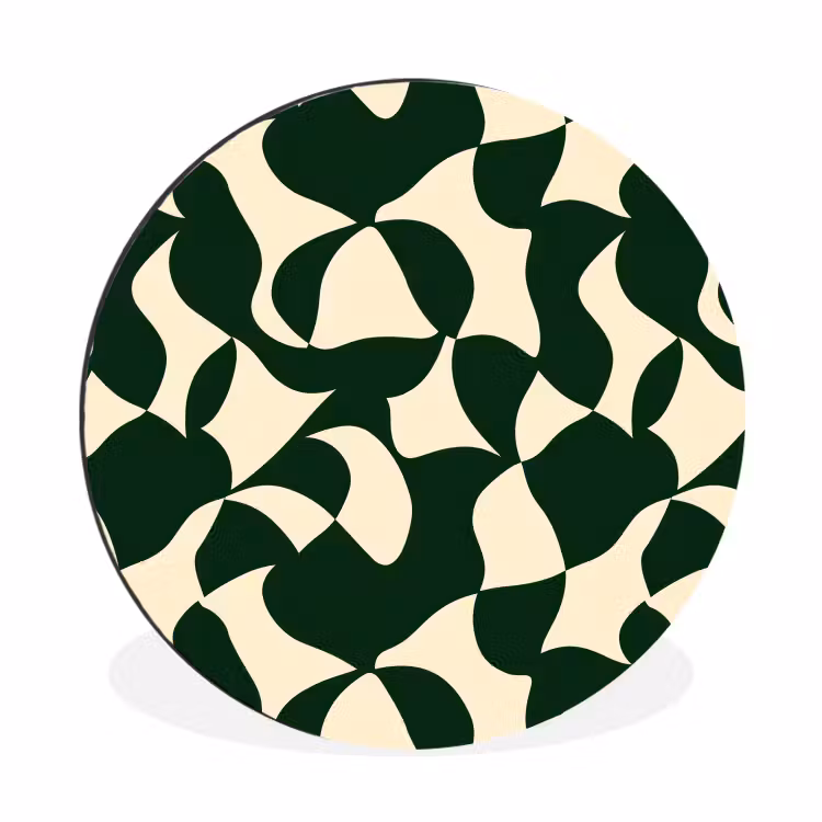 Groen - Organische vlakken - Crème Wandcirkel aluminium klein 190 -3d