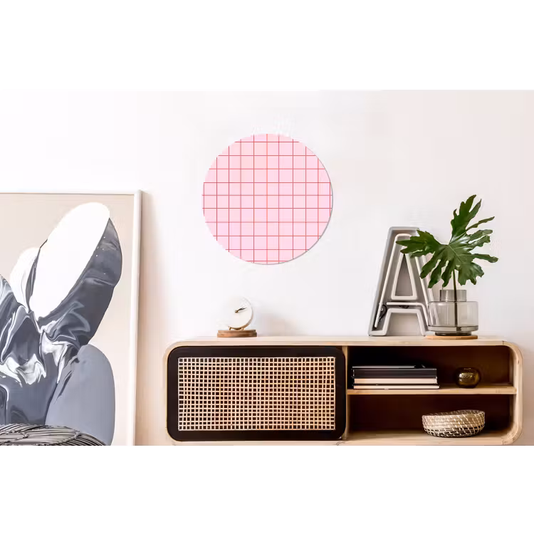 Raster - Patroon - Roze Wandcirkel aluminium klein 190 -kantoor