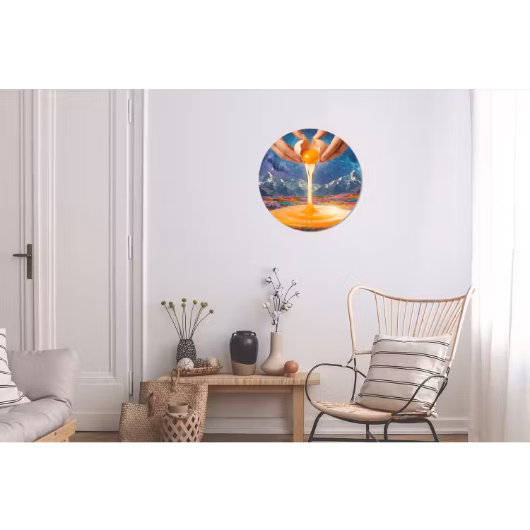 Wall circle - Aluminum - Hands - Egg - Surrealism - Handen - Ei - Surrealisme Wandcirkel aluminium klein