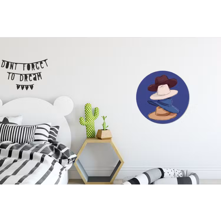 Hoeden - Gestapeld - Mode - Kleurrijk - Illustratie Wandcirkel aluminium klein -kinderkamer