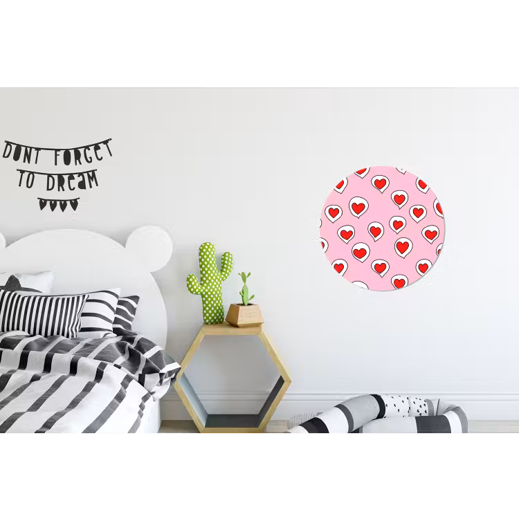 Hartjes - Patroon - Rood Wandcirkel aluminium klein 190 -kinderkamer