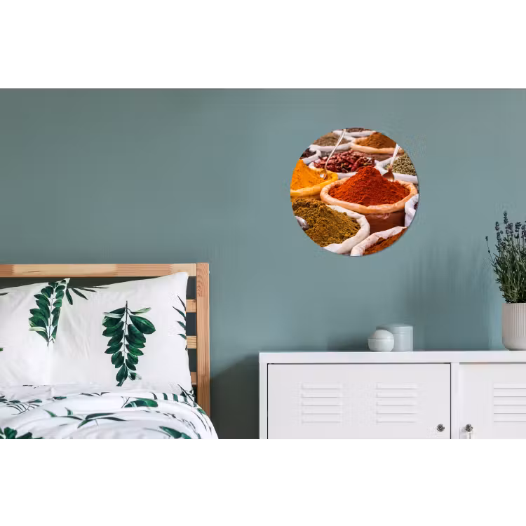 Wall circle - Aluminum - Herbs - Market - Food - Kruiden - Markt - Eten Wandcirkel aluminium klein