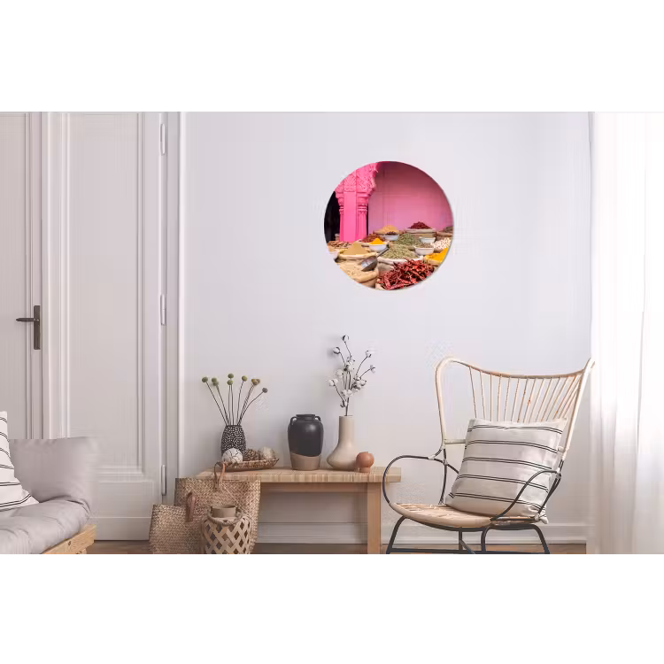 Wall circle - Aluminum - Herbs - Market - Pink - Kruiden - Markt - Roze Wandcirkel aluminium klein