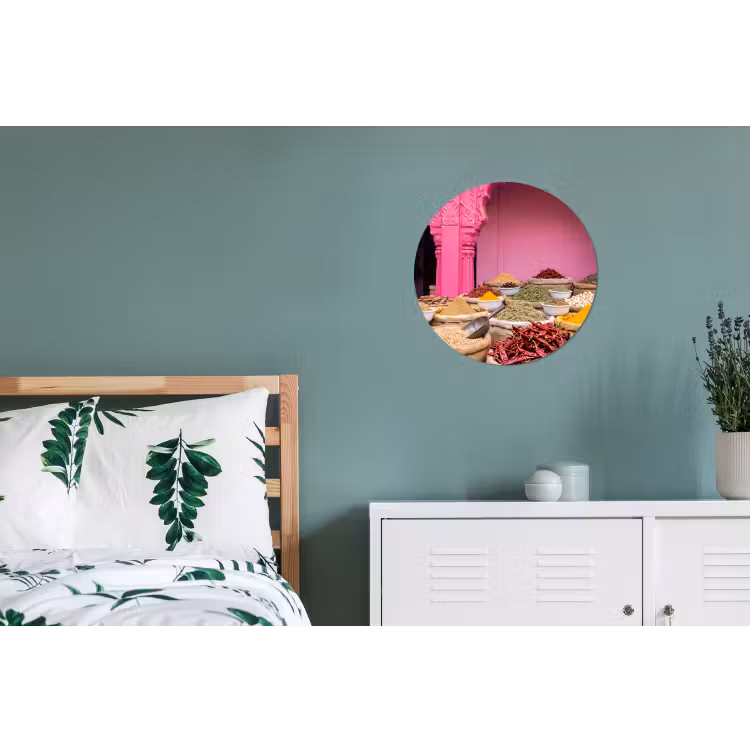 Wall circle - Aluminum - Herbs - Market - Pink - Kruiden - Markt - Roze Wandcirkel aluminium klein