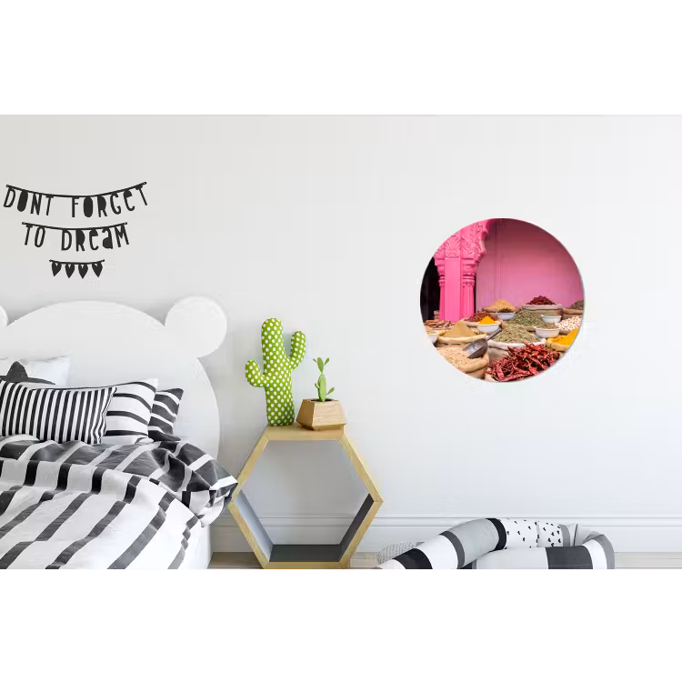Wall circle - Aluminum - Herbs - Market - Pink - Kruiden - Markt - Roze Wandcirkel aluminium klein