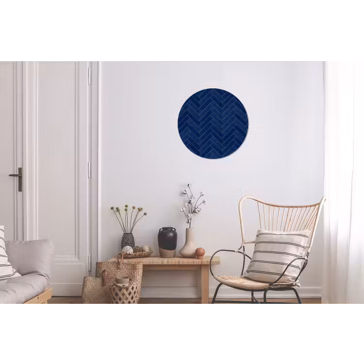 Visgraat - Wandtegel - Donkerblauw - Navy Blue Wandcirkel aluminium klein 190 -woonkamer