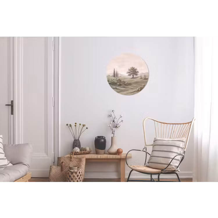 Heuvellandschap - Bomen - Natuur - Groen Wandcirkel aluminium klein -woonkamer