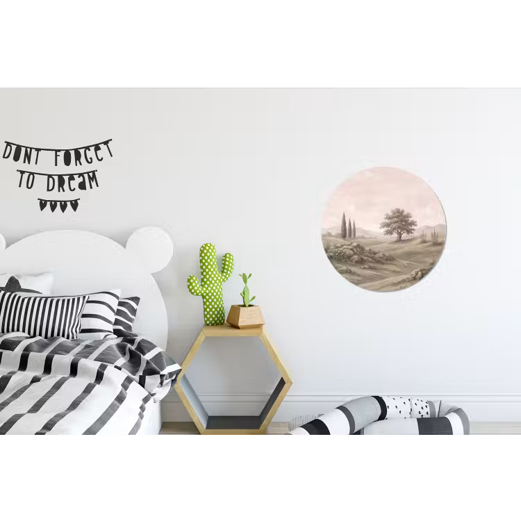 Heuvellandschap - Bomen - Natuur - Groen Wandcirkel aluminium klein -kinderkamer