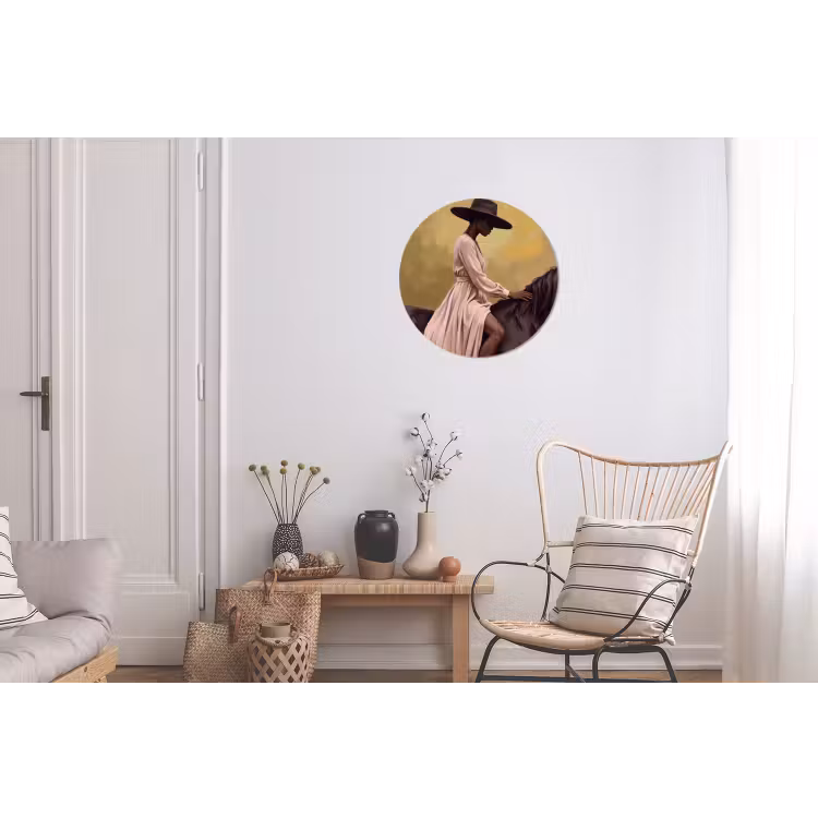 Paard - Klassiek - Oker Wandcirkel aluminium klein -woonkamer