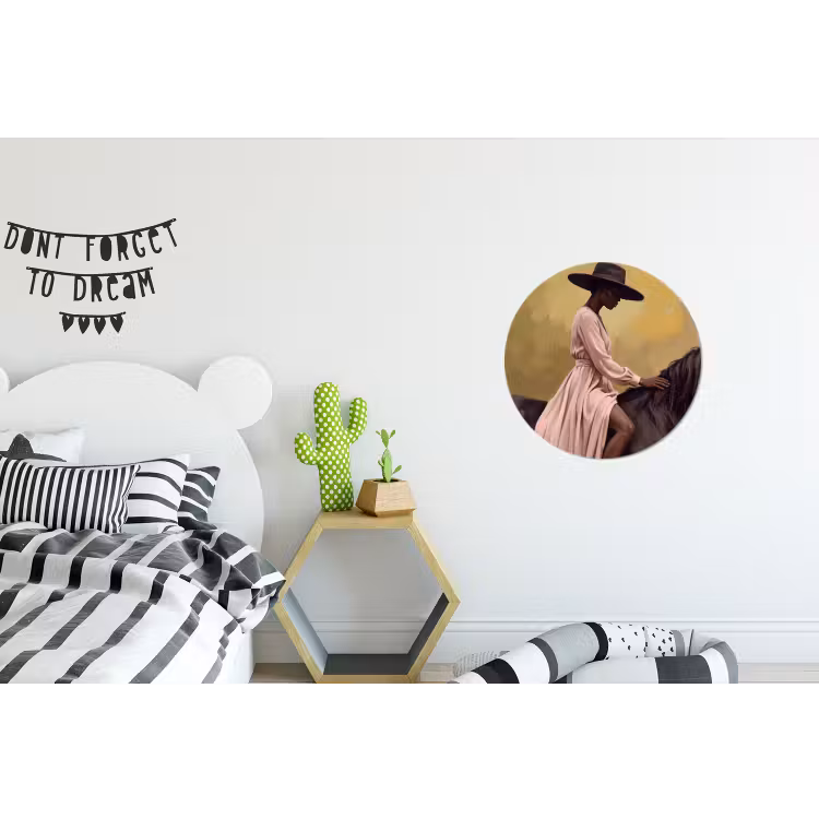 Paard - Klassiek - Oker Wandcirkel aluminium klein -kinderkamer