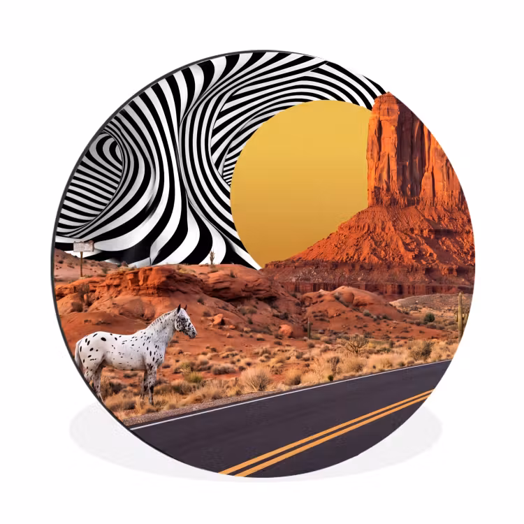 Wall circle - Aluminum - Horse - Desert - Nature - Paard - Woestijn - Natuur Wandcirkel aluminium klein