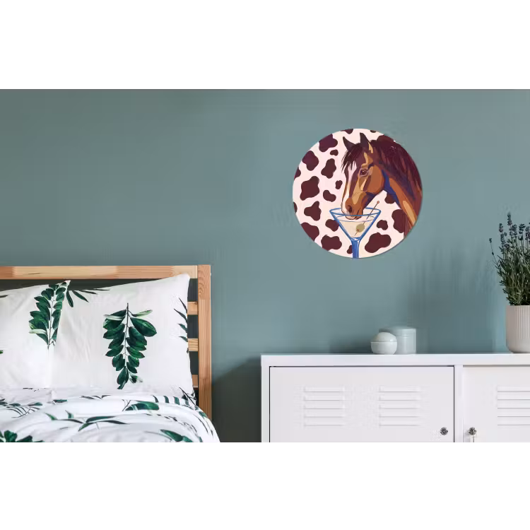 Paard - Martini - Dieren - Abstract - Bruin Wandcirkel aluminium klein -slaapkamer