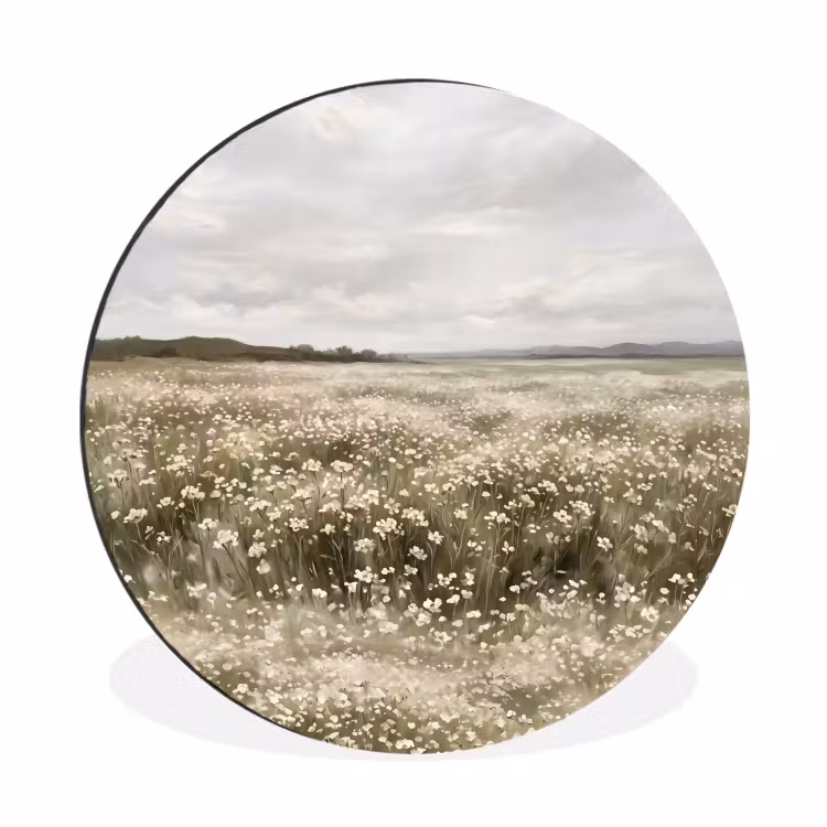 Illustratie - Landschap - Wit Wandcirkel aluminium klein -3d