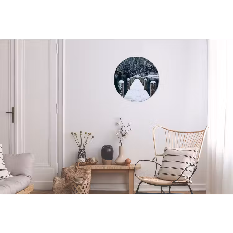Steiger - Meer - Sneeuw - Bergen - Rustgevend Wandcirkel aluminium klein -woonkamer