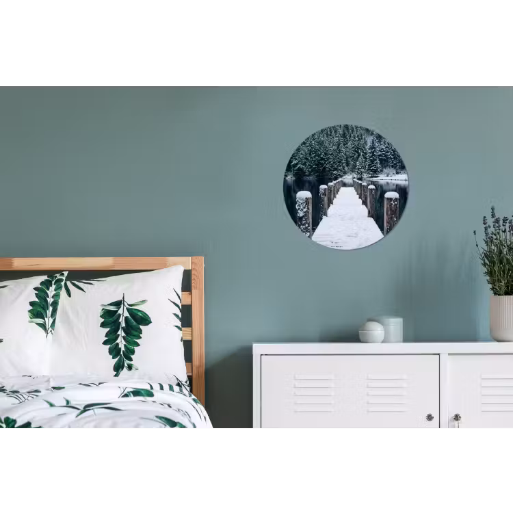Steiger - Meer - Sneeuw - Bergen - Rustgevend Wandcirkel aluminium klein -slaapkamer