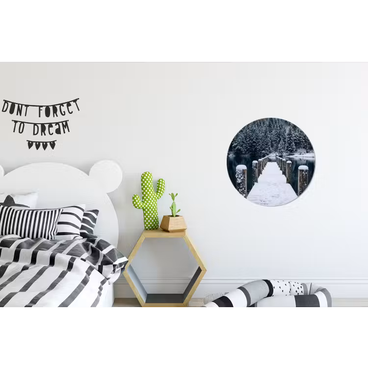 Steiger - Meer - Sneeuw - Bergen - Rustgevend Wandcirkel aluminium klein -kinderkamer