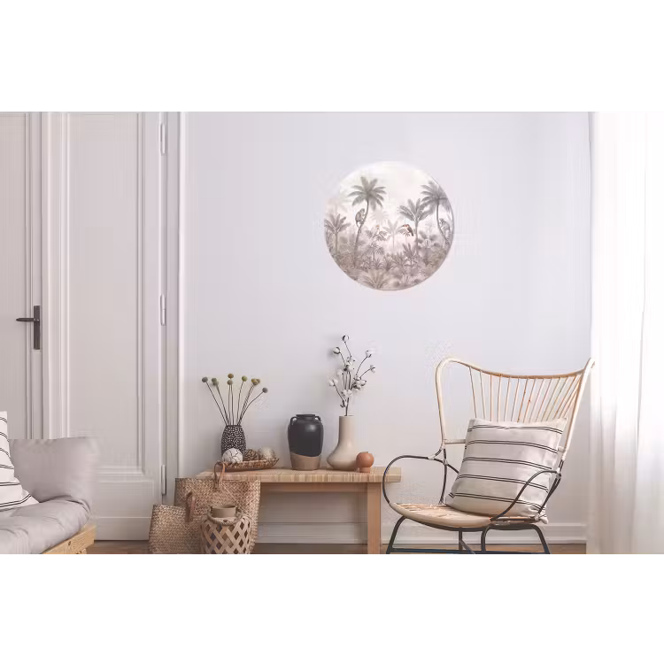 Jungle - Dieren - Palmbomen Wandcirkel aluminium klein -woonkamer