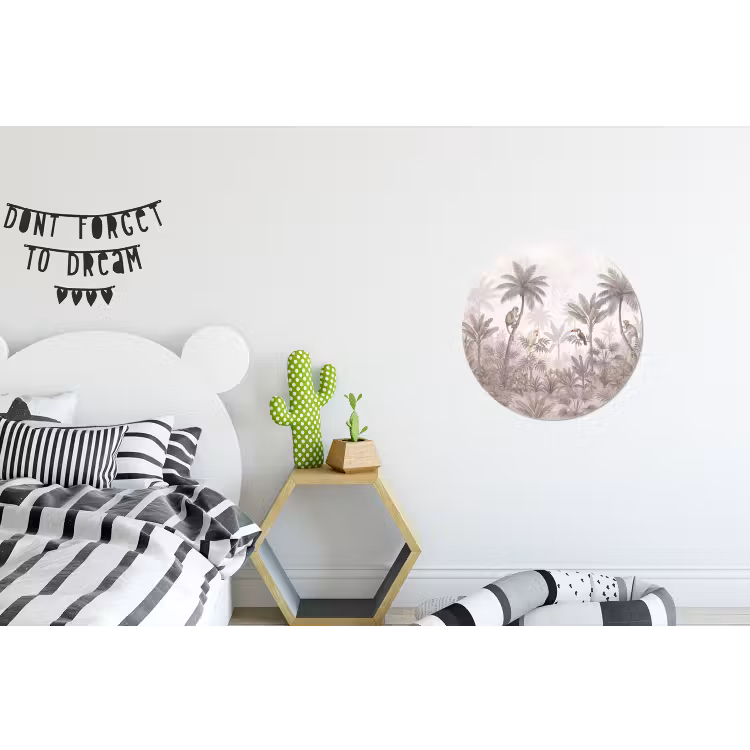 Jungle - Dieren - Palmbomen Wandcirkel aluminium klein -kinderkamer