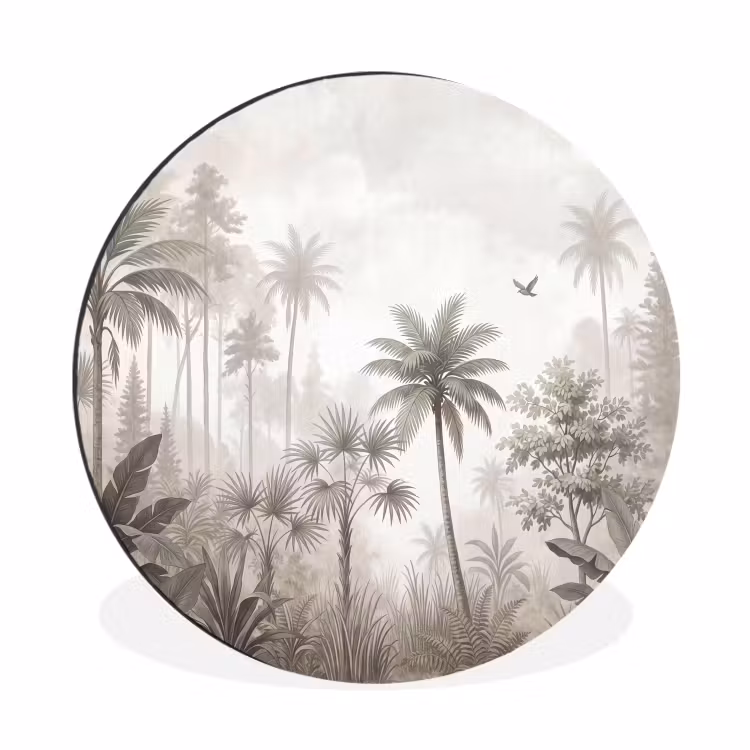 Jungle - Palmbomen - Natuur Wandcirkel aluminium klein -3d