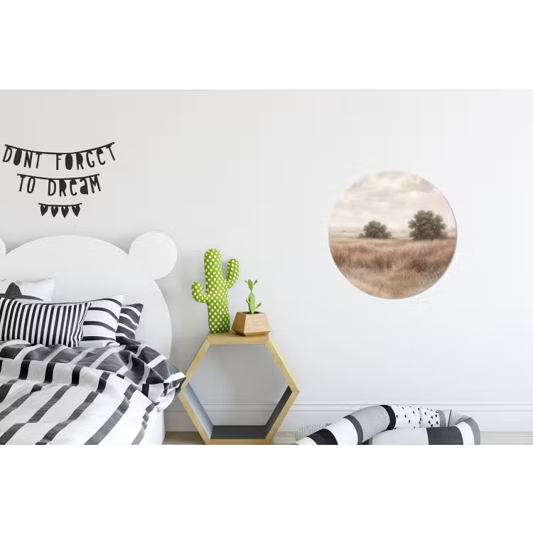 Landschap - Minimalistisch - Beige Wandcirkel aluminium klein -kinderkamer