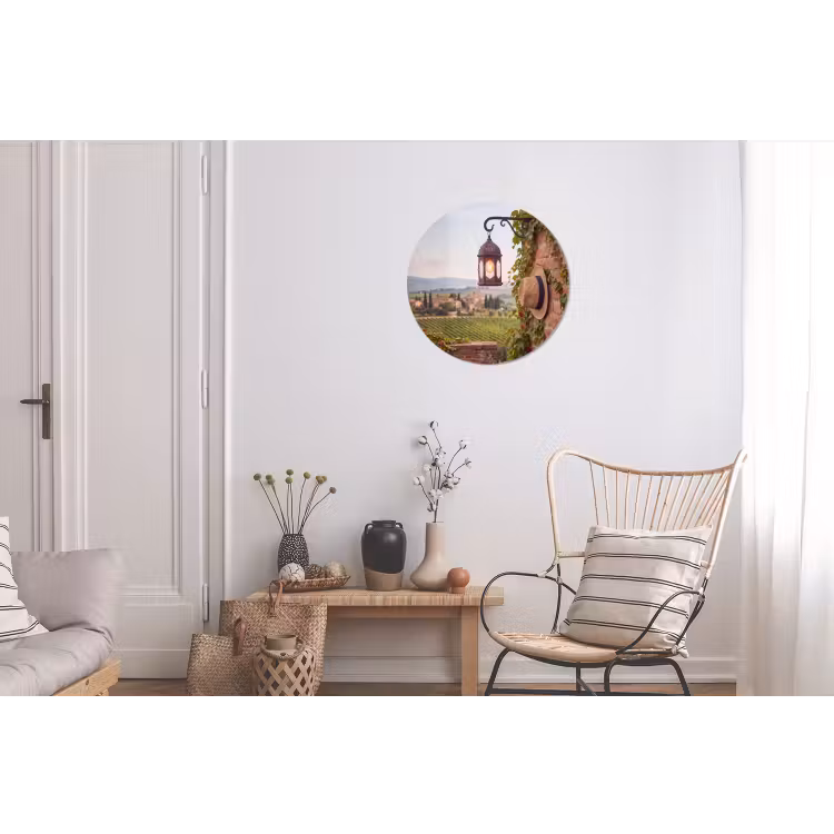 Lantaarn - Wijngaard - Landschap - Italiaans Wandcirkel aluminium klein -woonkamer