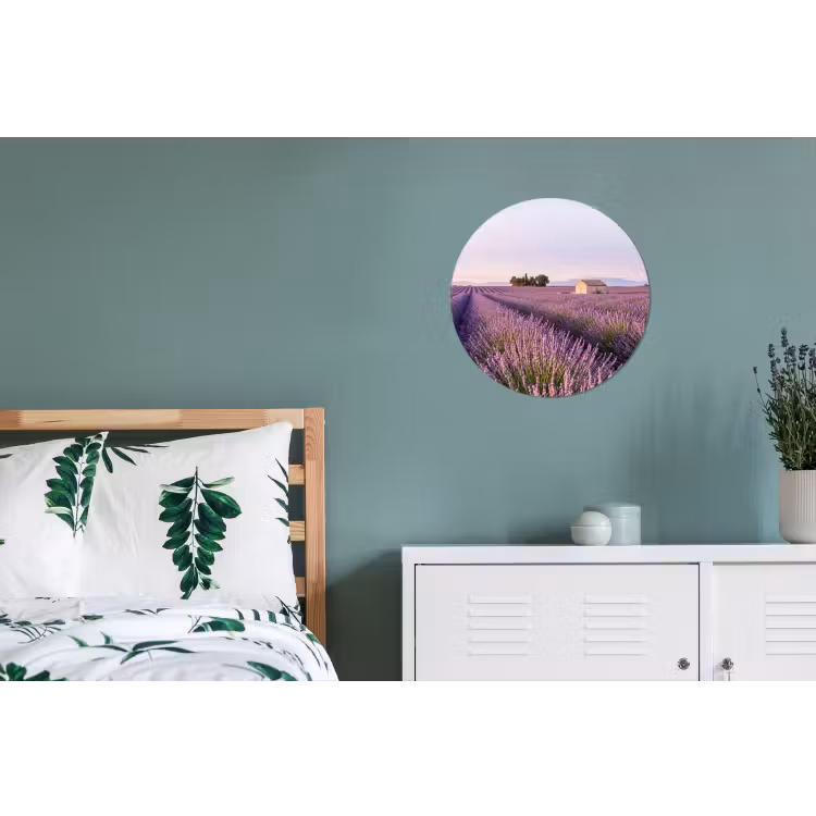 Lavendel - Landschap - Sereen - Paars Wandcirkel aluminium klein -slaapkamer
