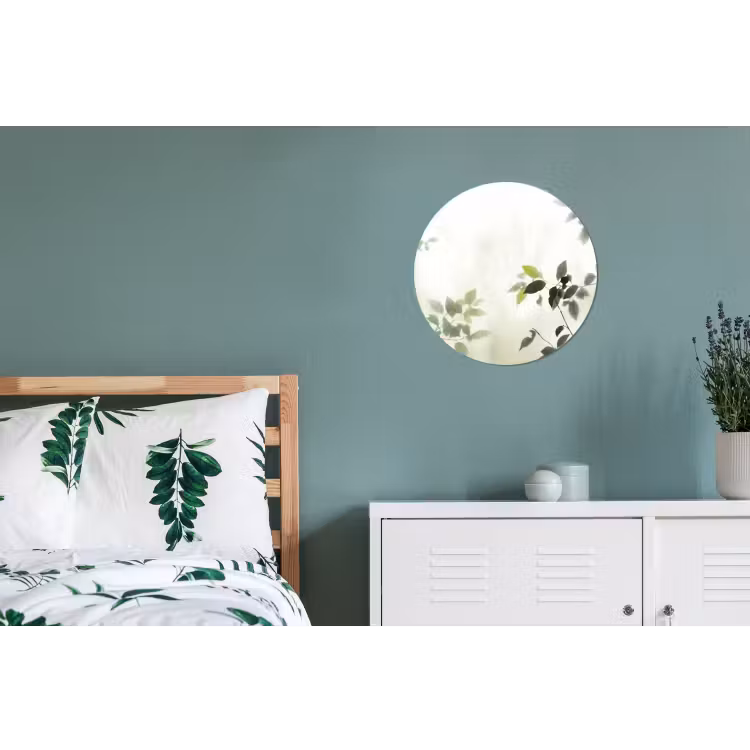 Blad - Schaduw - Natuur - Abstract - Groen Wandcirkel aluminium klein -slaapkamer