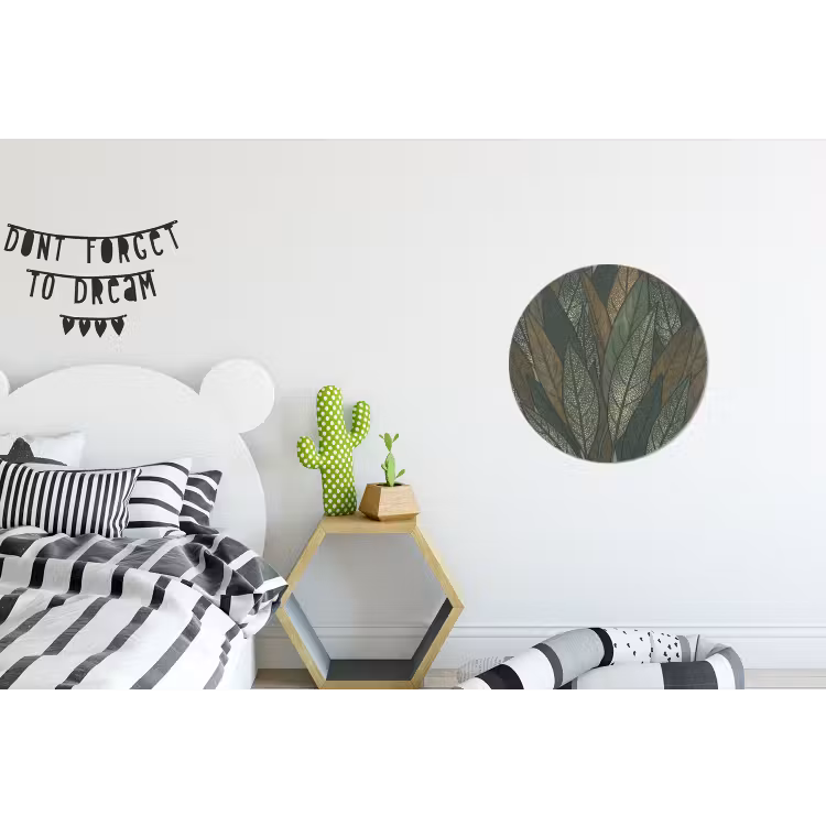 Bladeren - Patroon - Gestippeld - Natuur - Groen Wandcirkel aluminium klein -kinderkamer
