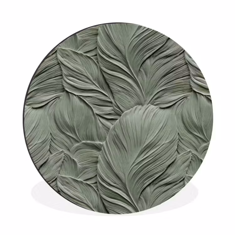 Bladeren - Textuur - Groen Wandcirkel aluminium klein 190 -3d