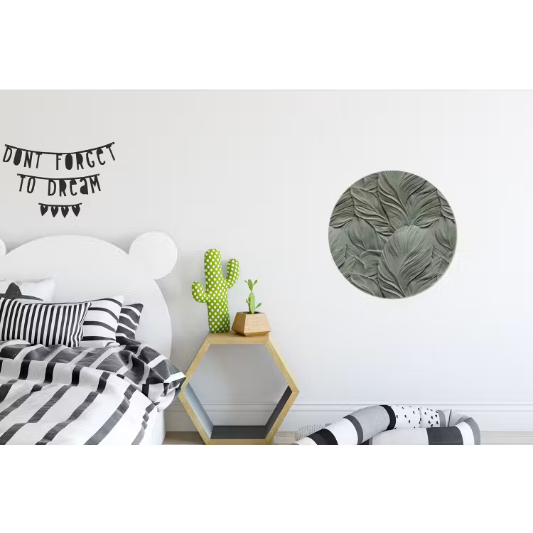 Bladeren - Textuur - Groen Wandcirkel aluminium klein 190 -kinderkamer