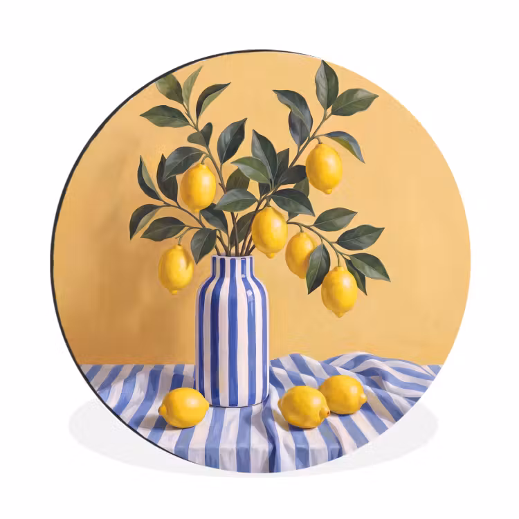 Wall circle - Aluminum - Lemon - Still Life - Modern - Citroen - Stilleven - Modern Wandcirkel aluminium klein
