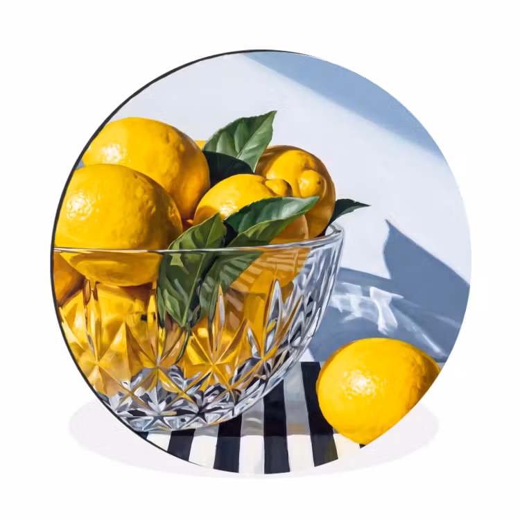 Wall circle - Aluminum - Lemons - Fruit - Yellow - Citroenen - Fruit - Geel Wandcirkel aluminium klein