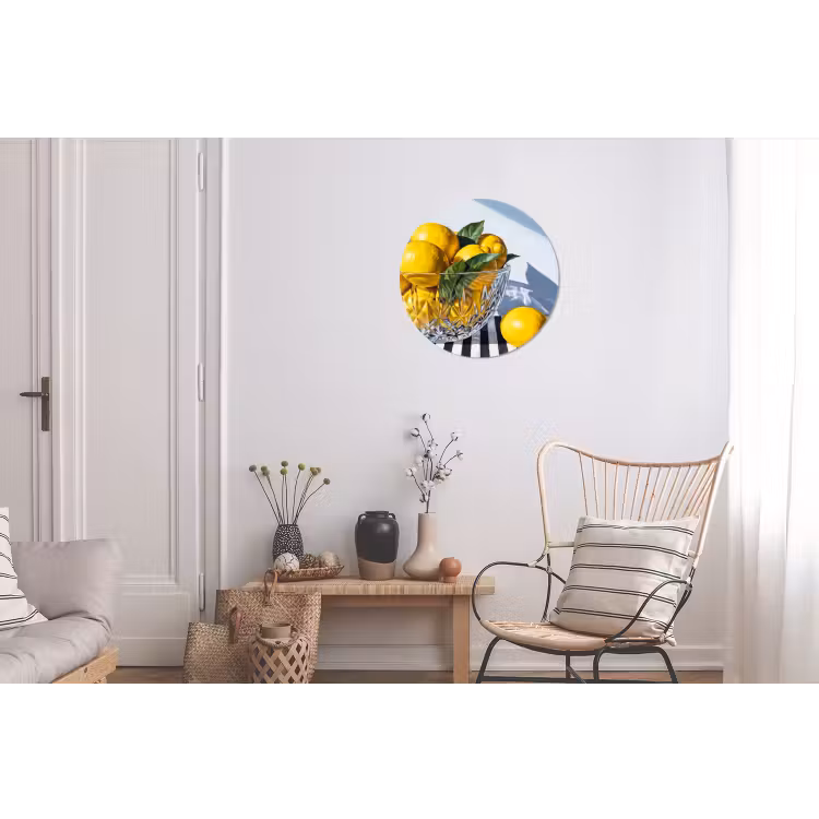Wall circle - Aluminum - Lemons - Fruit - Yellow - Citroenen - Fruit - Geel Wandcirkel aluminium klein