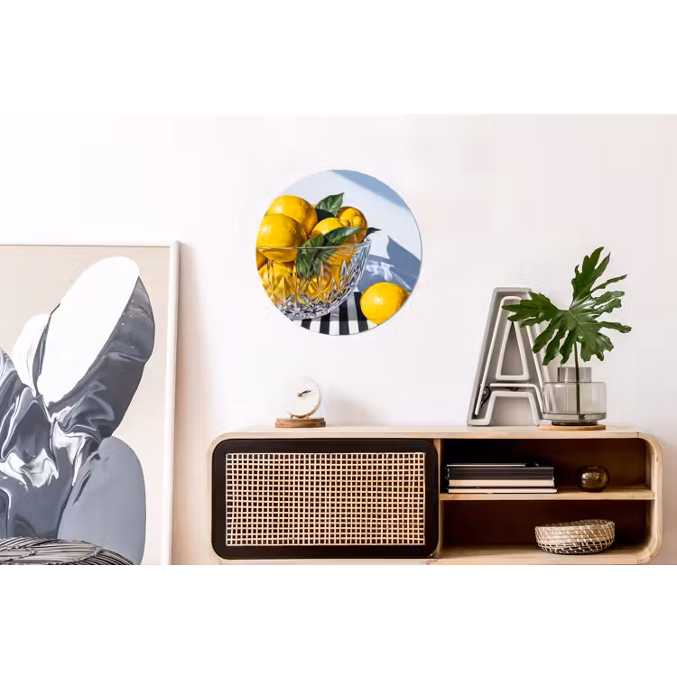 Wall circle - Aluminum - Lemons - Fruit - Yellow - Citroenen - Fruit - Geel Wandcirkel aluminium klein