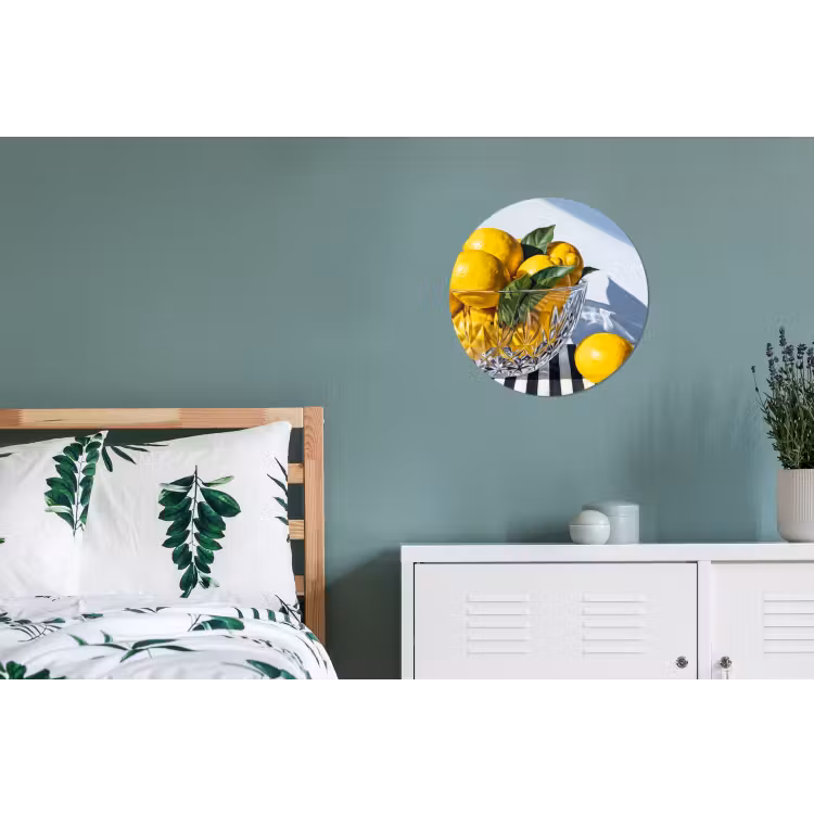 Wall circle - Aluminum - Lemons - Fruit - Yellow - Citroenen - Fruit - Geel Wandcirkel aluminium klein