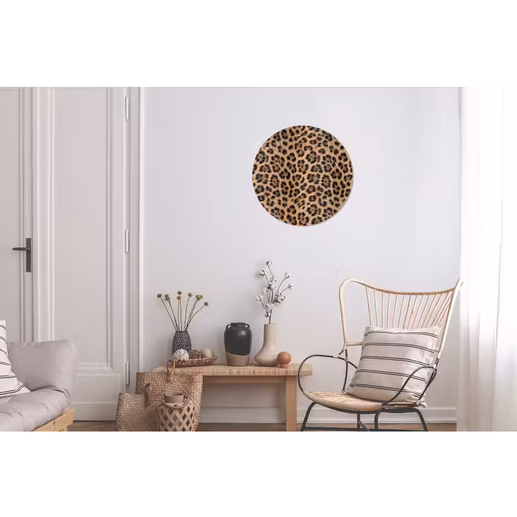 Luipaard - Vacht - Klassiek - Bruin Wandcirkel aluminium klein -woonkamer