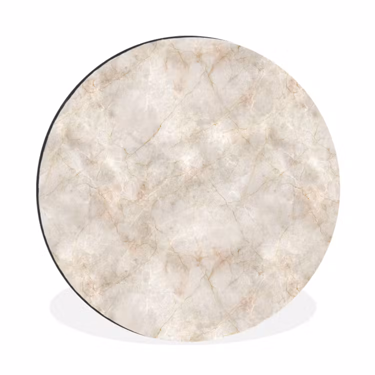 Lichtbeige - Goudbruine Nerven - Marmer Wandcirkel aluminium klein 190 -3d
