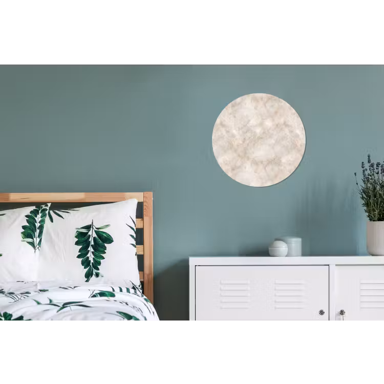 Lichtbeige - Goudbruine Nerven - Marmer Wandcirkel aluminium klein 190 -slaapkamer