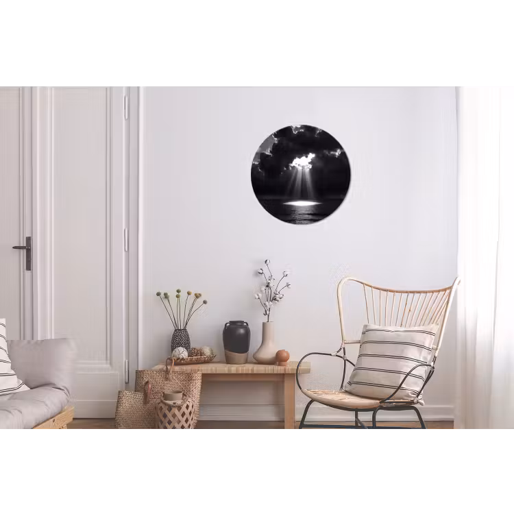 Licht - Wolken - Zee - Zwart-wit - Natuur Wandcirkel aluminium klein -woonkamer