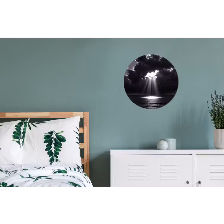 Licht - Wolken - Zee - Zwart-wit - Natuur Wandcirkel aluminium klein -slaapkamer