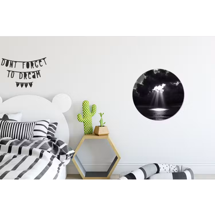 Licht - Wolken - Zee - Zwart-wit - Natuur Wandcirkel aluminium klein -kinderkamer