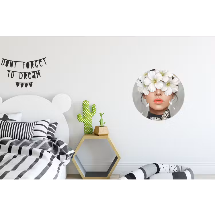Lelies - Portret - Wit Wandcirkel aluminium klein -kinderkamer