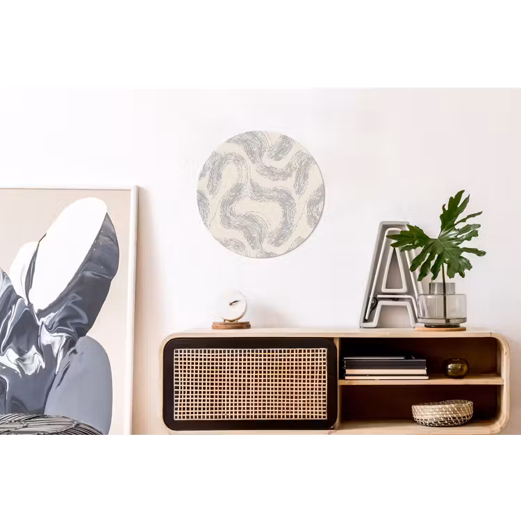 Lijnen - Patroon - Beige - Minimalistisch Wandcirkel aluminium klein 190 -kantoor