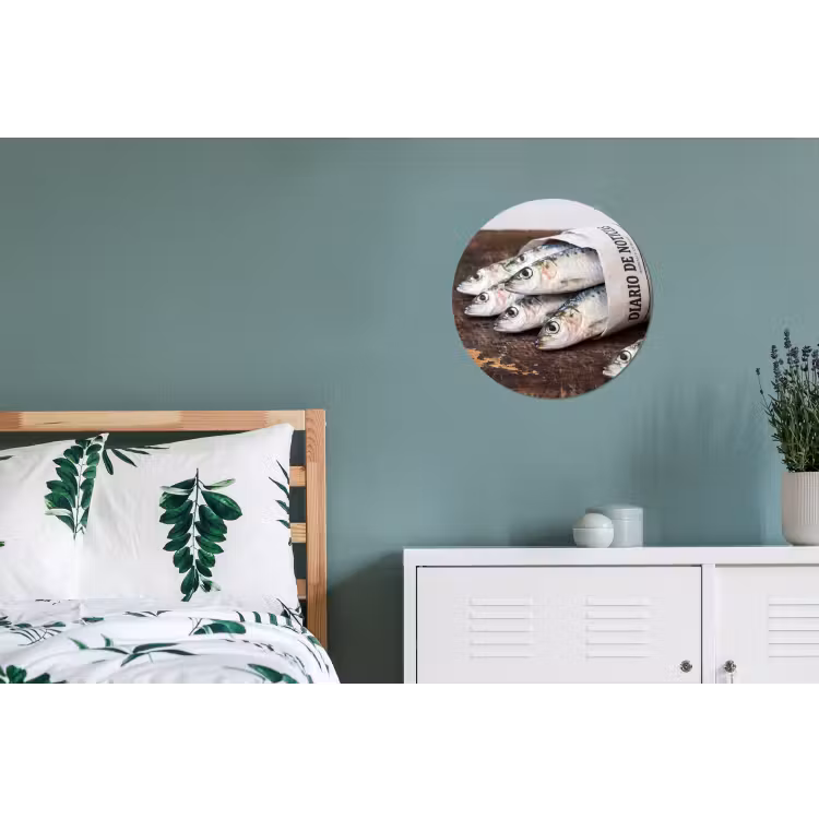 Wall circle - Aluminum - Little Sardine - newspaper - cutting board - Sardientje - krant - snijplank Wandcirkel aluminium klein