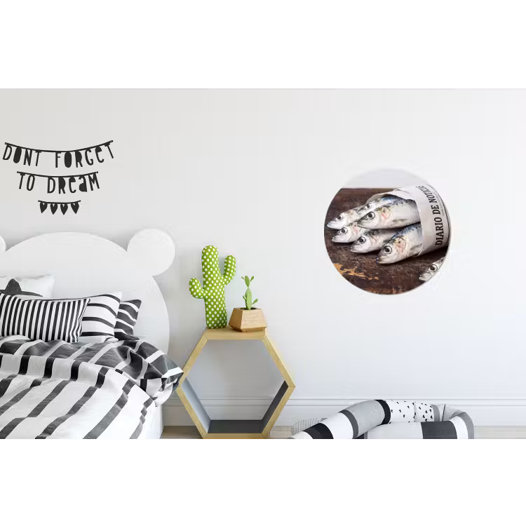 Wall circle - Aluminum - Little Sardine - newspaper - cutting board - Sardientje - krant - snijplank Wandcirkel aluminium klein