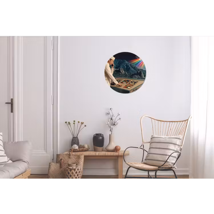 Wall circle - Aluminum - Man - Control Room - Beach - Man - Controlekamer - Strand Wandcirkel aluminium klein
